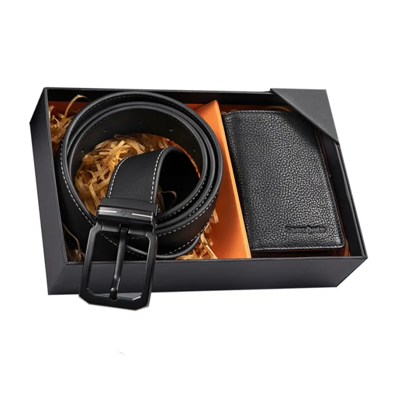 SAMSONITE Cow Split Leather Key Pouch Men's Black-0