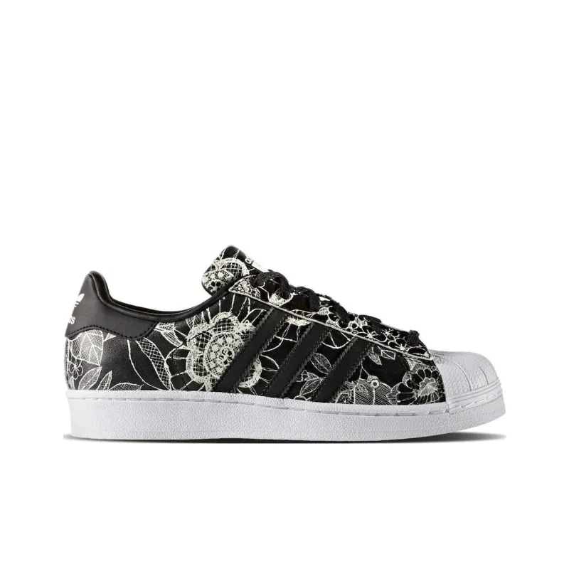 Adidas Superstar Black Flower Print Women's-1
