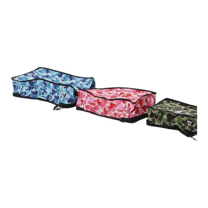 A BATHING APE Nylon Handheld Storage Bag Unisex Blue+Red+Camouflage-4
