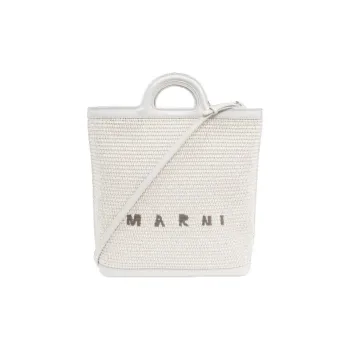MARNI Tropicalia Logo Embroidered Raffia Tote Bag