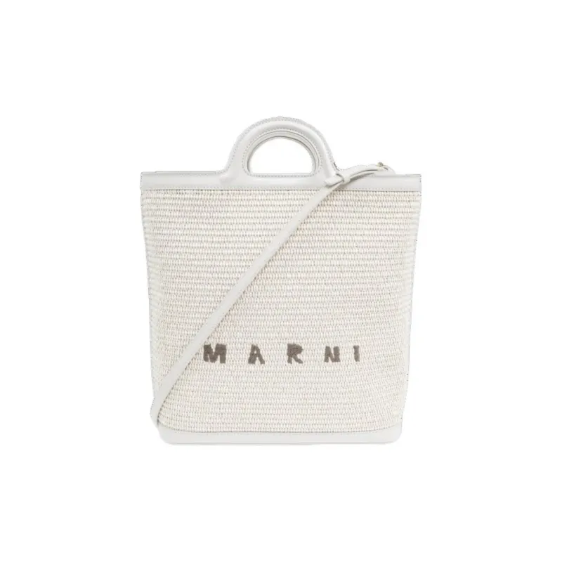 MARNI Tropicalia Logo Embroidered Raffia Tote Bag-0