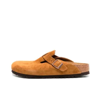 Birkenstock Boston Soft Footbed Suede Leather Narrow Fit Sandals 'Mink' Women's