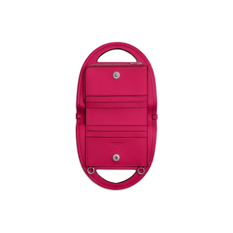 COACH Originals Gloves Made Of Tanned Leather Card Holder Mini Women's Silver & Dragon Fruit Red-3
