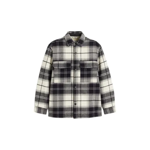 H&M Shirts Men Cream Color/black Plaid