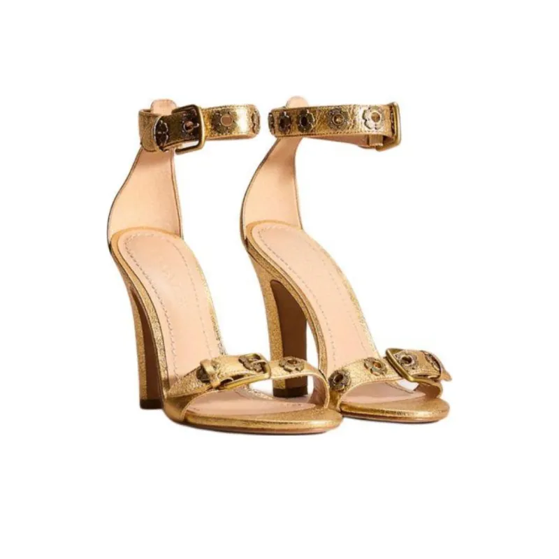 COACH Elizabeth Strap Sandals 10cm Women's Gold-2