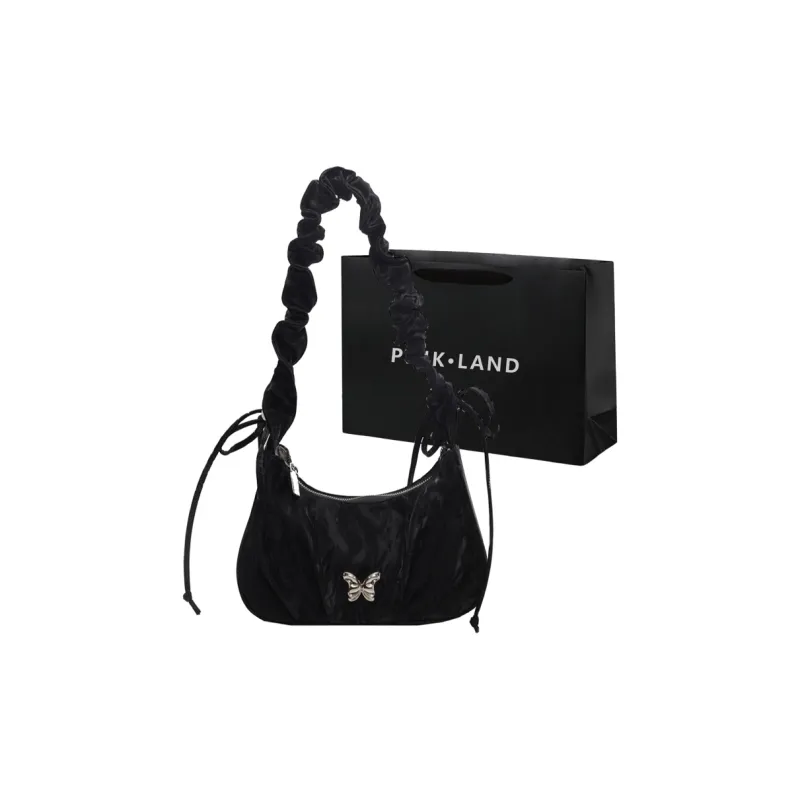 PINK·LAND PU Shoulder Bag Women's Ecru/Silver/Green Black-18