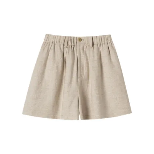 Hacikis Casual Shorts Women's Natural Wood Linen