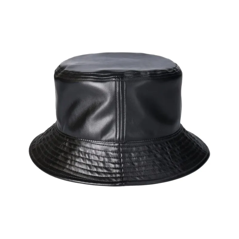 KANGOL Synthetic Leather Bucket Hats Unisex Black-1