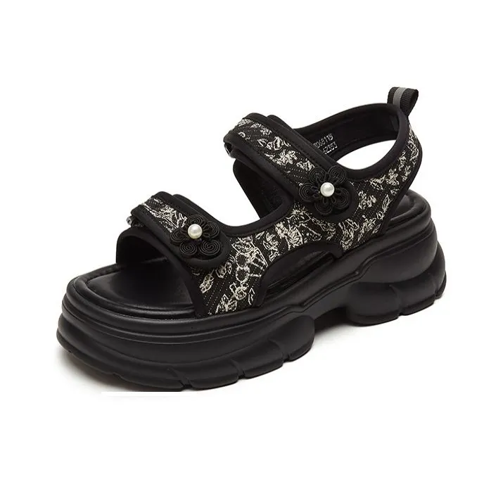 DAPHNE Beach Sandals Women's Black/Beige-1