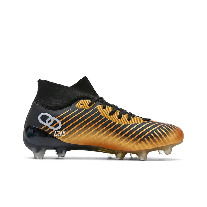 ATAY Anti Slip Wear Resistant Soccer Shoes Unisex Black Gold-1