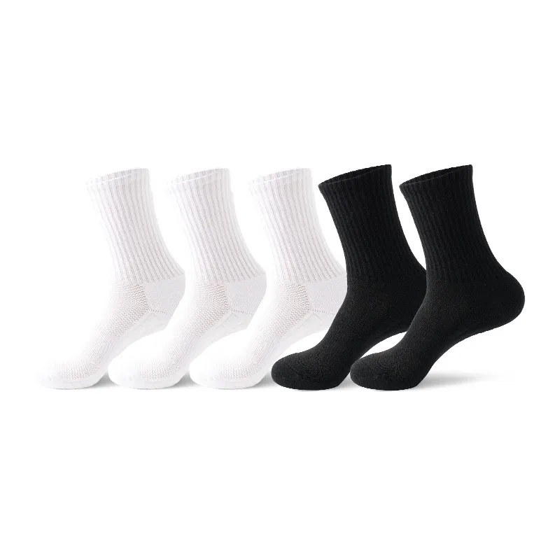 Primeet Mid Calf Socks Men's 5 Pack White-5