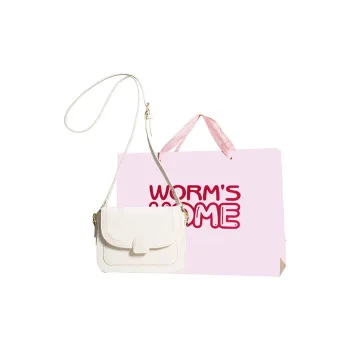 Worm's Home Pu One Shoulder Handbag Crossbody Bag Women's White/Silver/Black/Pink