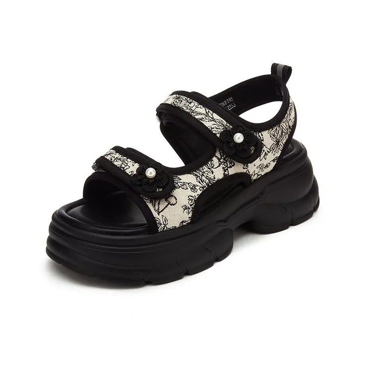 DAPHNE Beach Sandals Women's Black/Beige-4