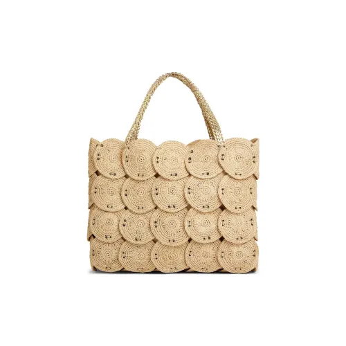 Rabanne Overlapping-disc Raffia Beach Bag