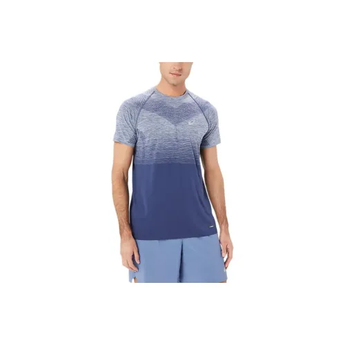 Asics SEAMLESS SS TOP T-Shirts Men Denim Blue