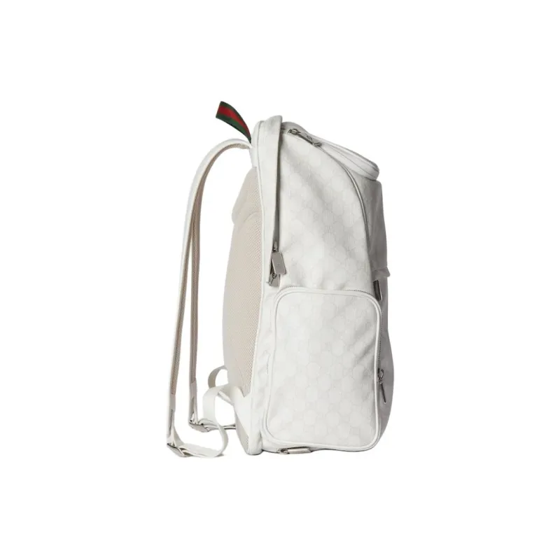 GUCCI Leather Trim Backpack Tubas Men's White-2