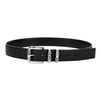 FORTEI Cow Leather Y2K Belt Unisex Black Width 3.3CM Gift Box Set
