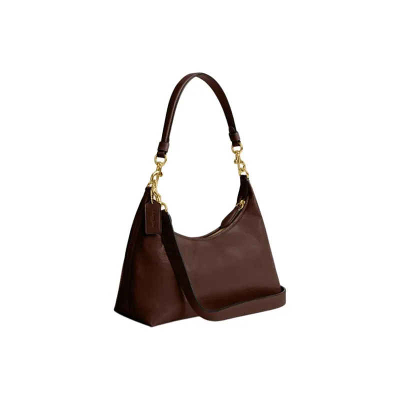 COACH Leather Portable Crossbody Bag Shoulder Bag Large Size Women's Coffee-1
