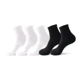 Quarter Crew Socks (White 3+Black 2 12cm)
