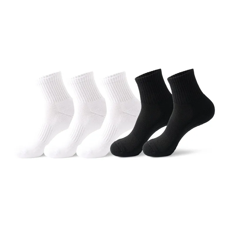 Primeet Mid Calf Socks Men's 5 Pack White-8