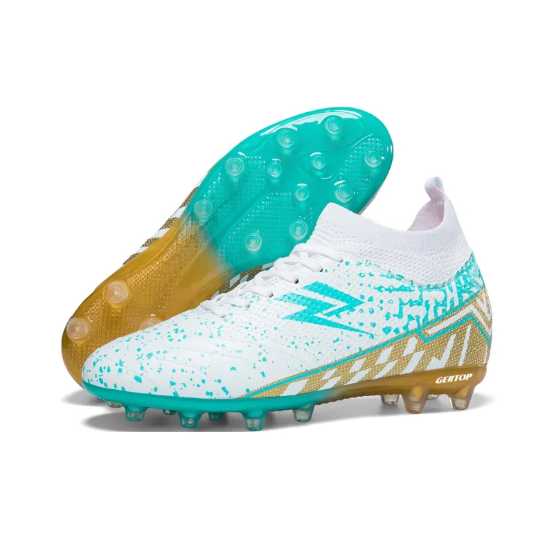 GERTOP Soccer Shoes Unisex Low Top White Pink, White Gold, Aqua, Black-5