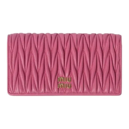 MIU MIU Matelassé Soft Sheep Leather Cell Phone Pouch Shoulder Bag Crossbody Bag Women's Rose Red