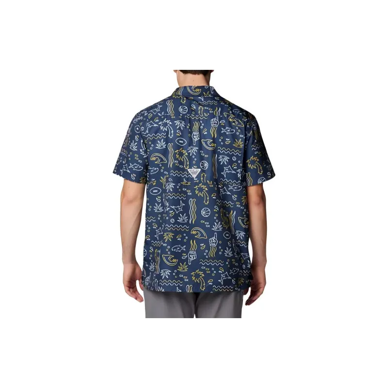 Columbia Shirt Men's College Navy Blue Fish Fan-2
