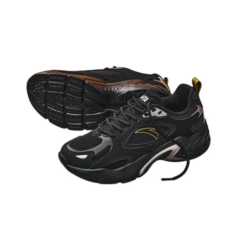 Anta Cushioning Wear-Resistant Low-Top Casual Shoes Men's Black-3