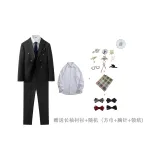 Set (Dark Gray Business Suits Three-Piece Set+Free Shirts+Random Brooches Ties Pocket Squares)