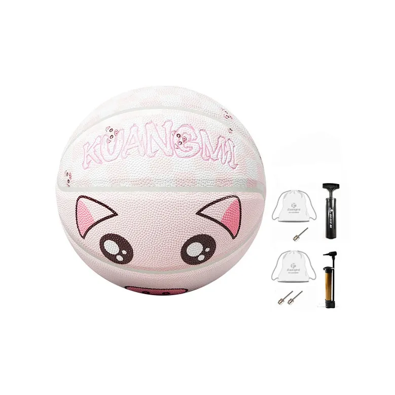 Kuangmi Checkerboard Collection PU Basketball White Pink Size 7 Training Unisex-1