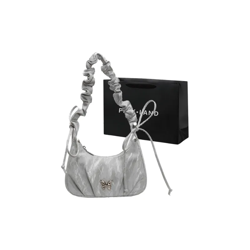 PINK·LAND PU Shoulder Bag Women's Ecru/Silver/Green Black-6