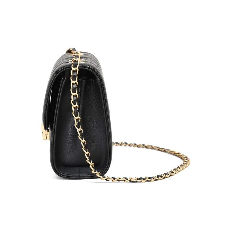 COMELY Split Cow Leather With Synthetic Leather Crossbody Bag, Shoulder Bag Regular Women's Black-4
