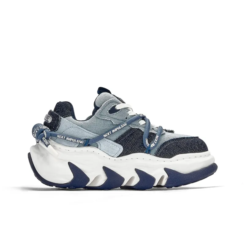 NEXT IMPULSIVE Dissolving Collection Low Top Stylish Skateboarding Shoes Unisex Denim Blue-1