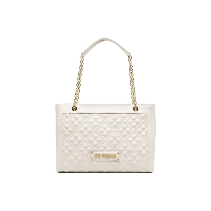 LOVE MOSCHINO Polyurethane Tote Bag Shopping Bag Shoulder Bag Handbag Women's Beige-0