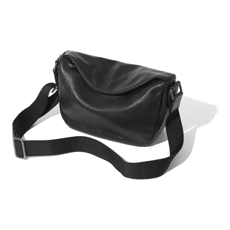 MASTER CANVAS Leather Dumpling Bag Cylinder Bag Shoulder Bag Crossbody Bag Regular Unisex Black-3