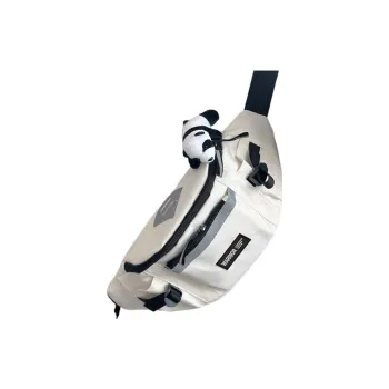 Warrior Nylon Fabric Sling Bag, Fanny Pack, Crossbody Bag Unisex White/Black