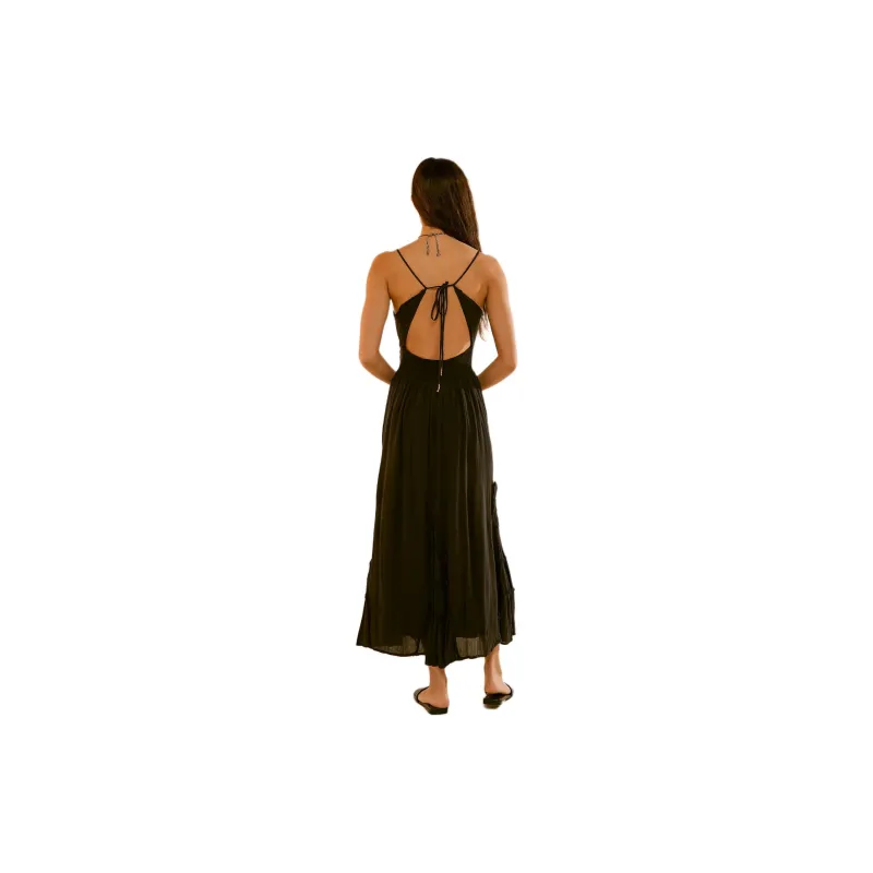 FREE PEOPLE Siren Nights Maxi Slip Dresses Women's BLACK/Black-1