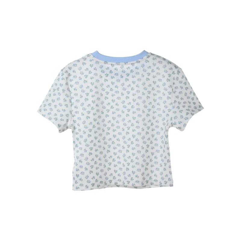 Y.Y.V T Shirt Women's Blue Floral-1