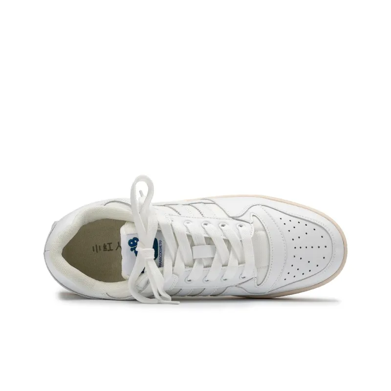 Little Red Man Slip Resistant Low Top Skateboard Shoes Unisex White-2