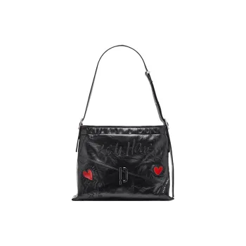 PECO 952Keith Haring Artist Collaboration Cow Leather Shoulder Bag Tote Regular Large Size Unisex Black/White