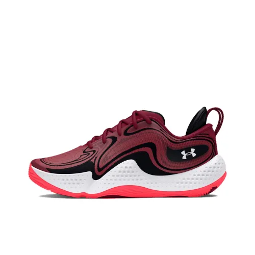 Under Armour UA Spawn 6 Cushioning Anti Slip And Wear Resistant Low Top Basketball Shoes Unisex Red White