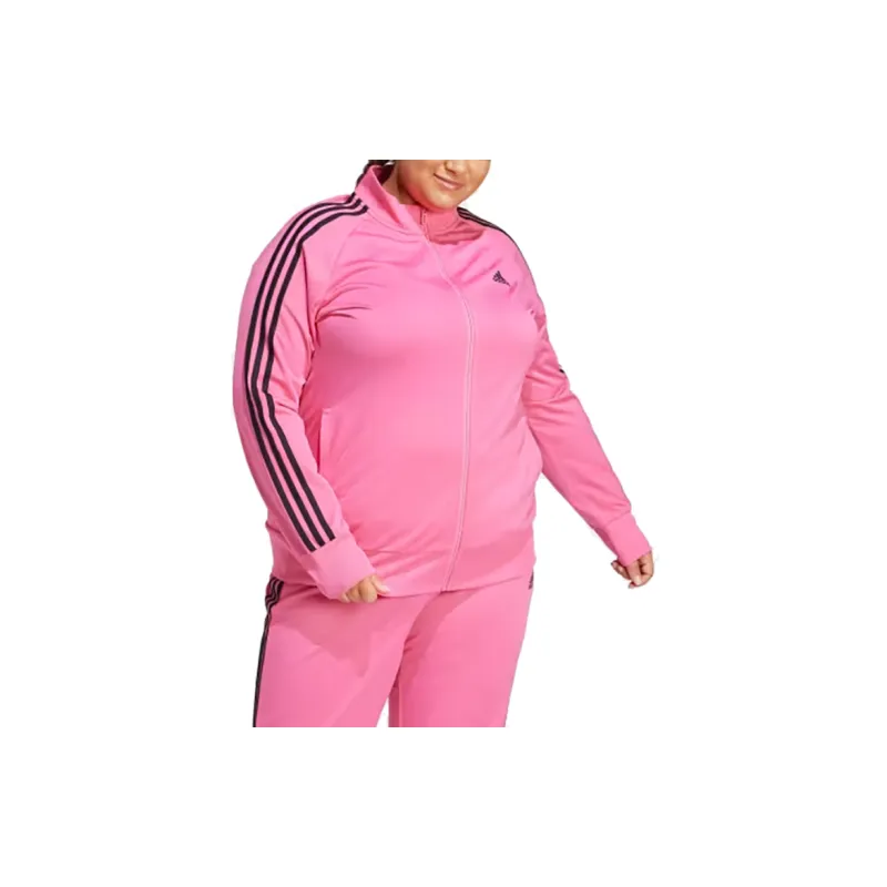 Adidas ESSENTIALS WARM-UP TRICOT SLIM Retro Sports Stand Collar Jackets Women's Pulse Red Black-1
