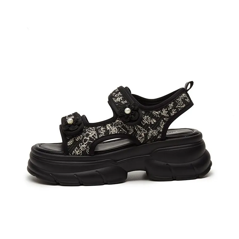 DAPHNE Beach Sandals Women's Black/Beige-0
