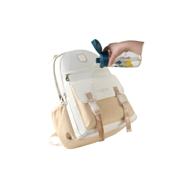 UNIVERSITY OF CAMBRIDGE Fabric Students Backpack Regular Women's Khaki Beige/Chestnut Beige/Ecru-4