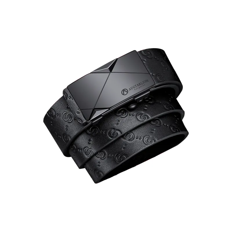 AUGTARLION Luxe Feeling Cut Automatic Buckle Pants Belt Split Cow Leather Leather Belts Men's Gunmetal 3.5cm-3