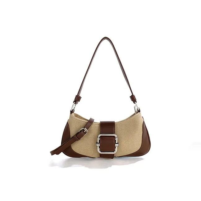 HAWA PU/Canvas Canvas Bag Shoulder Bag Baguette Bag Dumpling Bag Shoulder Bag Medium Size Women's Multicolor-20