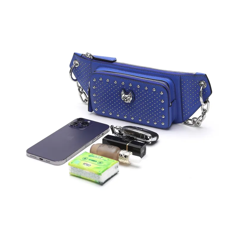 Miguel Vieira Cow Leather Crossbody Bag Small Size Women's Blue/Red/White-5
