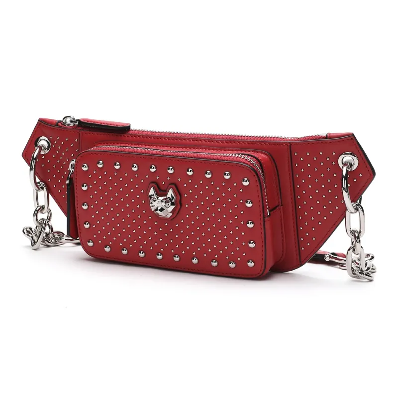 Miguel Vieira Cow Leather Crossbody Bag Small Size Women's Blue/Red/White-8