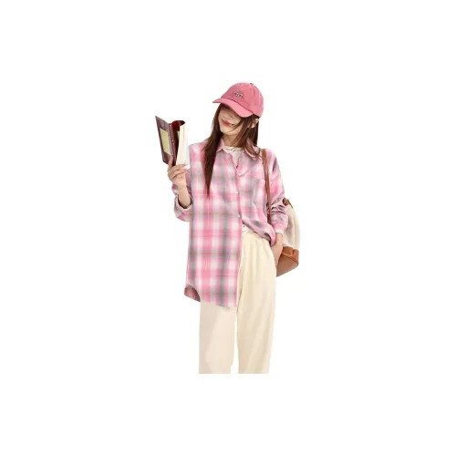 Yang Paopao Shirts Women's Pink Check