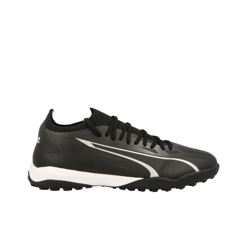 PUMA Ultra Match TT Rubber Broken Studs Anti Slip Wear Resistant Soccer Shoes Men's Black White-1
